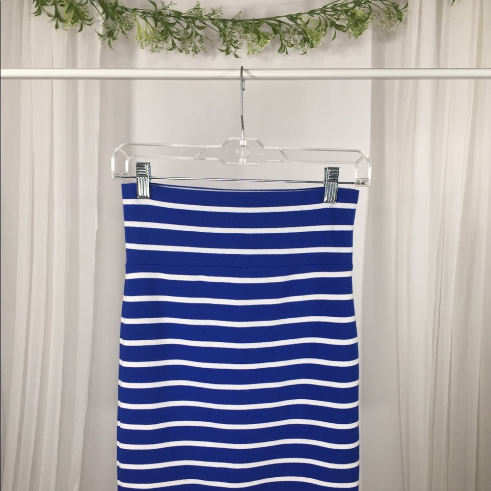 Navy and White Striped Bodycon Skirt
